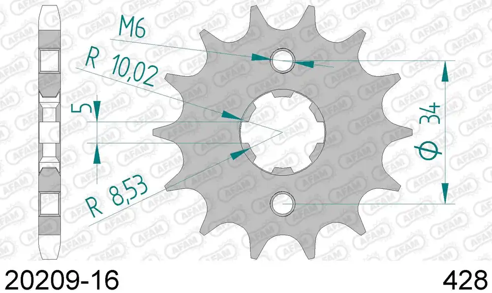 Professionale Honda cbf 125 m 125 pignone afam 20209-16 passo 428 2009 2016