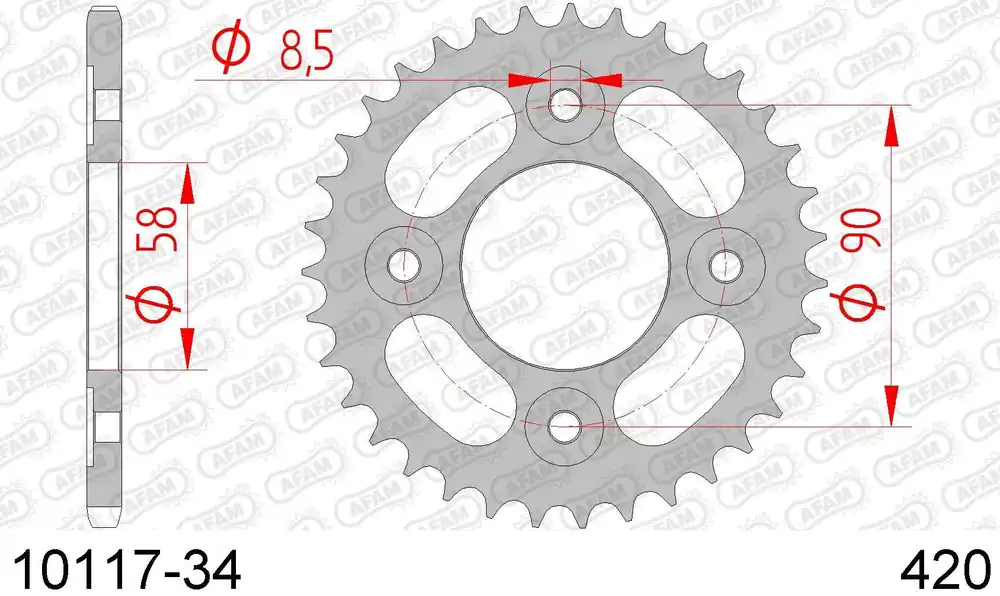 Honda grom 125 125 corona afam 10117-34 in acc. passo 420 2013 2018 Novità