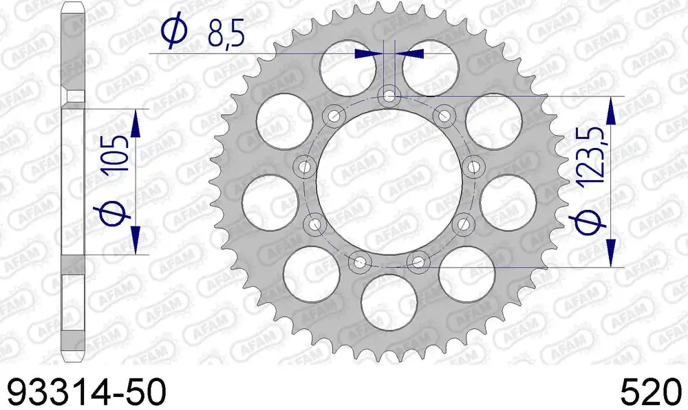 T.m. en 125 enduro 125 corona afam 93314-50 in all. passo 520 2012 2020 Vendita Finale