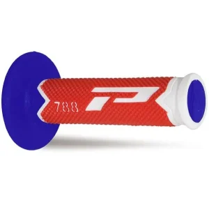 Consegna Rapida Manopole mx progrip 788 - 226 - tripla densità - bianco / rosso / blu no foro