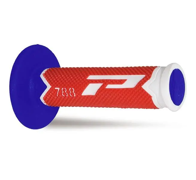 Consegna Rapida Manopole mx progrip 788 - 226 - tripla densità - bianco / rosso / blu no foro
