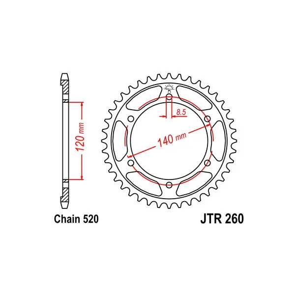Honda xlr (md11) 250 corona in acciaio p 520 z 38 1984 1987 Acquista Ora
