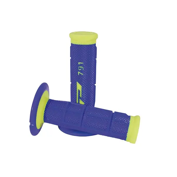 Popolare Manopole cross progrip 791 dual density giallo fluo blu ø mm 22-25 lungo mm 115