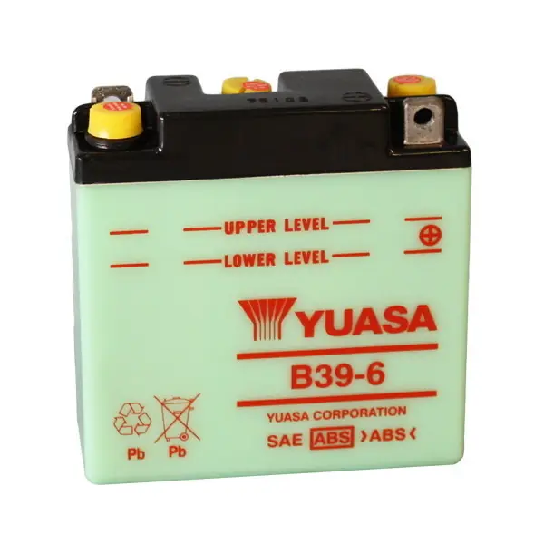 Aermacchi ala bianca 175 batteria yuasa b39-6 6v/7ah 1957 1964 Spedito Oggi