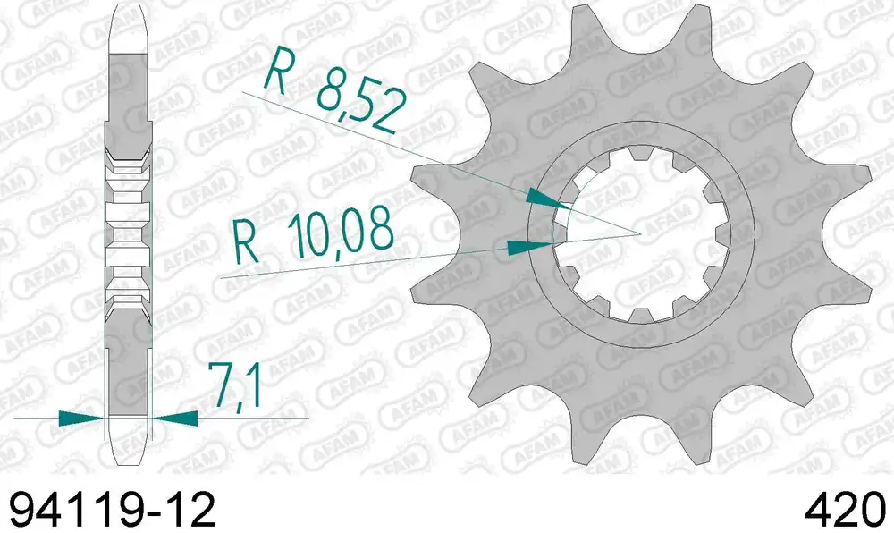 Aprilia rs 50 50 pignone afam 94119-12 passo 420 1999 2002 Direttamente Dal Produttore