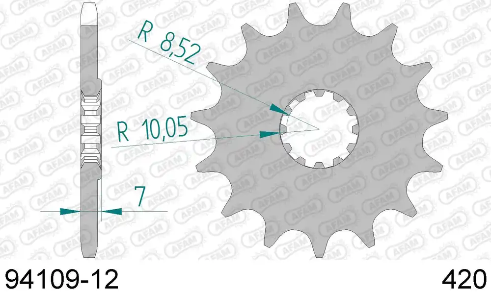 Aprilia rx 50 50 pignone afam 94109-12 passo 420 1995 1998 Solo Oggi