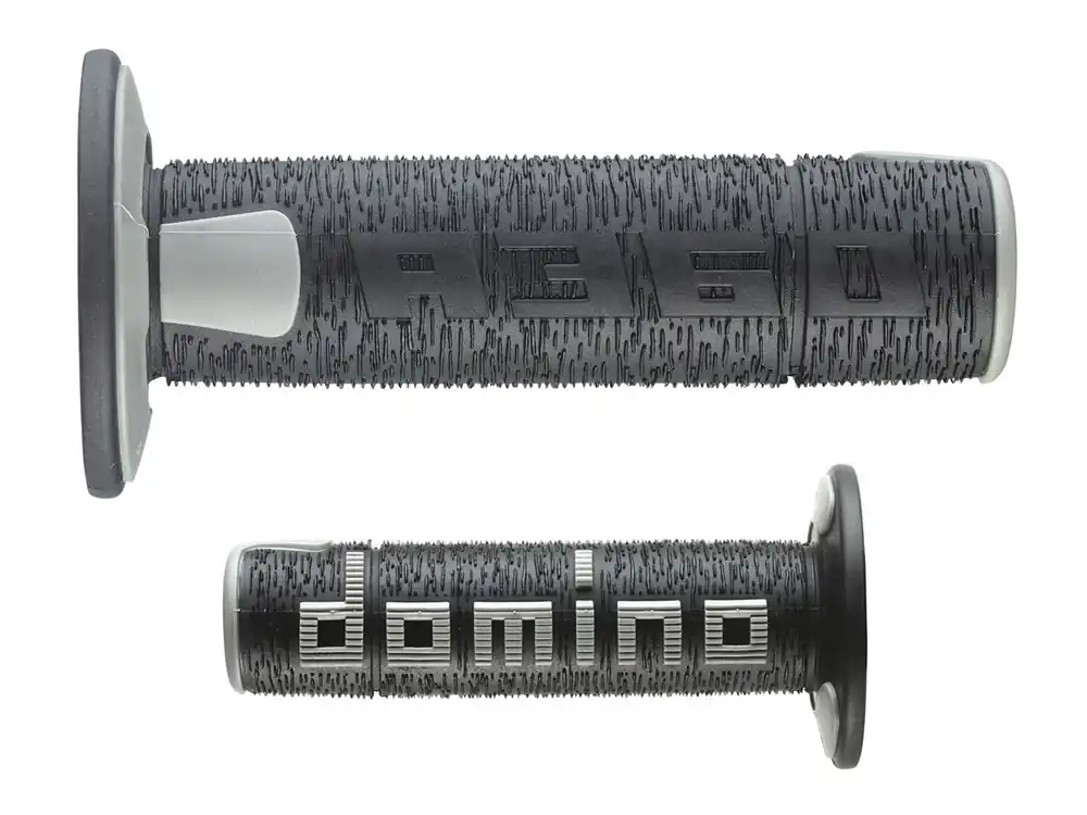 A360 COPPIA MANOPOLE OFFROAD NERO / GRIGIO DOMINO DIAMETRO 22-26 UNIVERSALI- Offerta Del Giorno