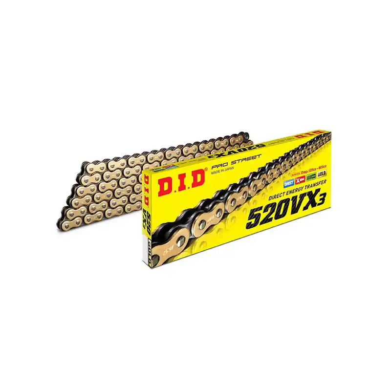 Economico CATENA DID 520VX3 (Gold & Black) - Lunghezza: 84 maglie con giunto a rivetto (ZJ)
