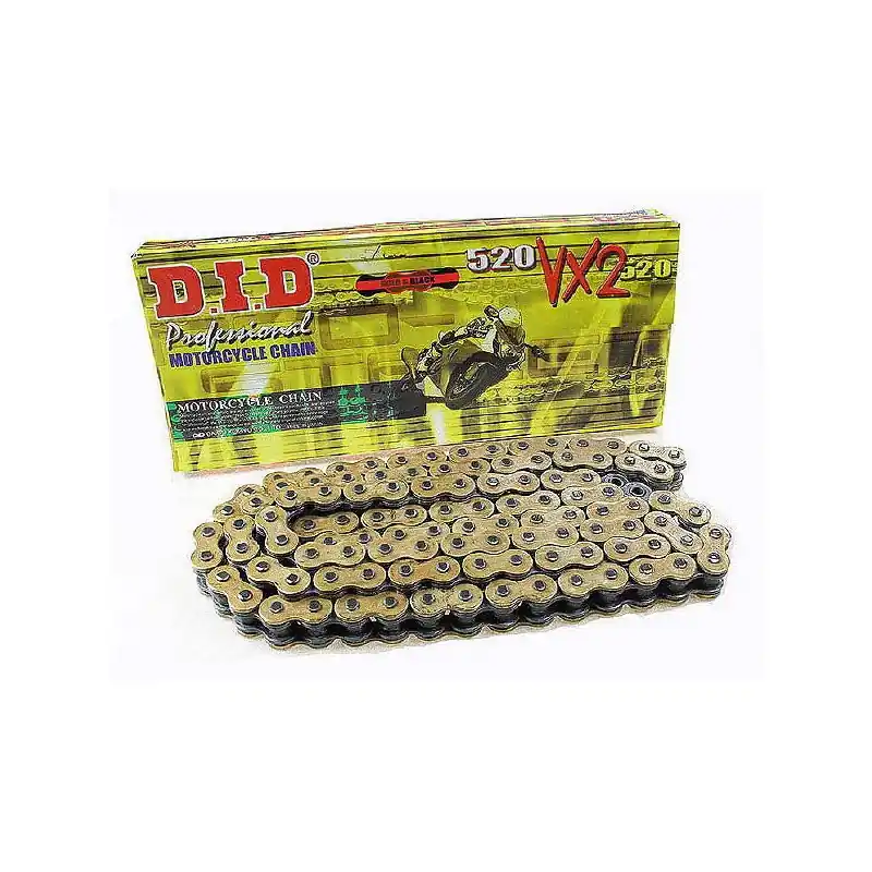 Occasione Imperdibile CATENA DID 520VX2 (Gold & Black) - Lunghezza: 74 maglie con giunto a rivetto (ZJ)