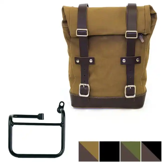 Occasione Imperdibile Kit borsa laterale dx Unit Garage in canvas per Triumph Scrambler 400 X dal 2024-Beige e marrone