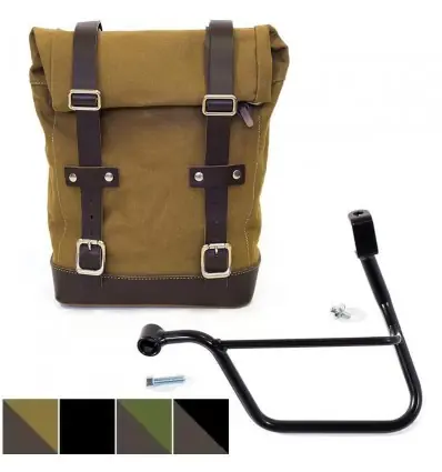 Novità Kit borsa laterale sx Unit Garage in canvas per Triumph Bonneville T120-Beige e marrone