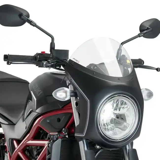 Quantità Limitata Cupolino Puig Retro nero e trasparente per Suzuki SV 650 dal 2016-