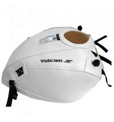 Reso Gratuito Copriserbatoio Bagster per Kawasaki Vulcan S650 in similpelle bianco-