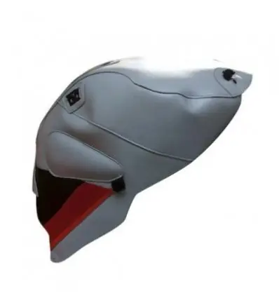 Copriserbatoio Bagster per Aprilia Tuono 1000 03-05, RSV Mille e Mille R 01-03 in similpelle grigio, rosso e nero- Spedizione Espresso