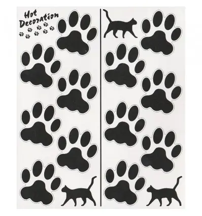 Compra Oggi Stesso Set adesivi 20x24 cm Orme Gatto Nere-