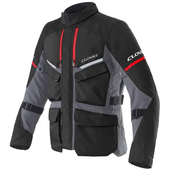 Giacca da moto Clover Scout 5 WP nera, grigia e rossa-S Acquista Ora