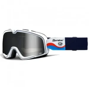 Occhiali da moto Barstow 100% Lucien con elastico bianco e nero- Prezzo Basso