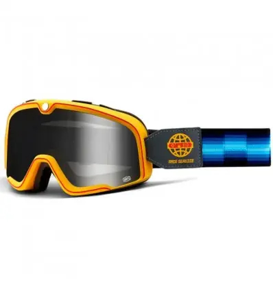Occhiali da moto Barstow 100% Race Service con elastico nero e blu- Vendita Finale