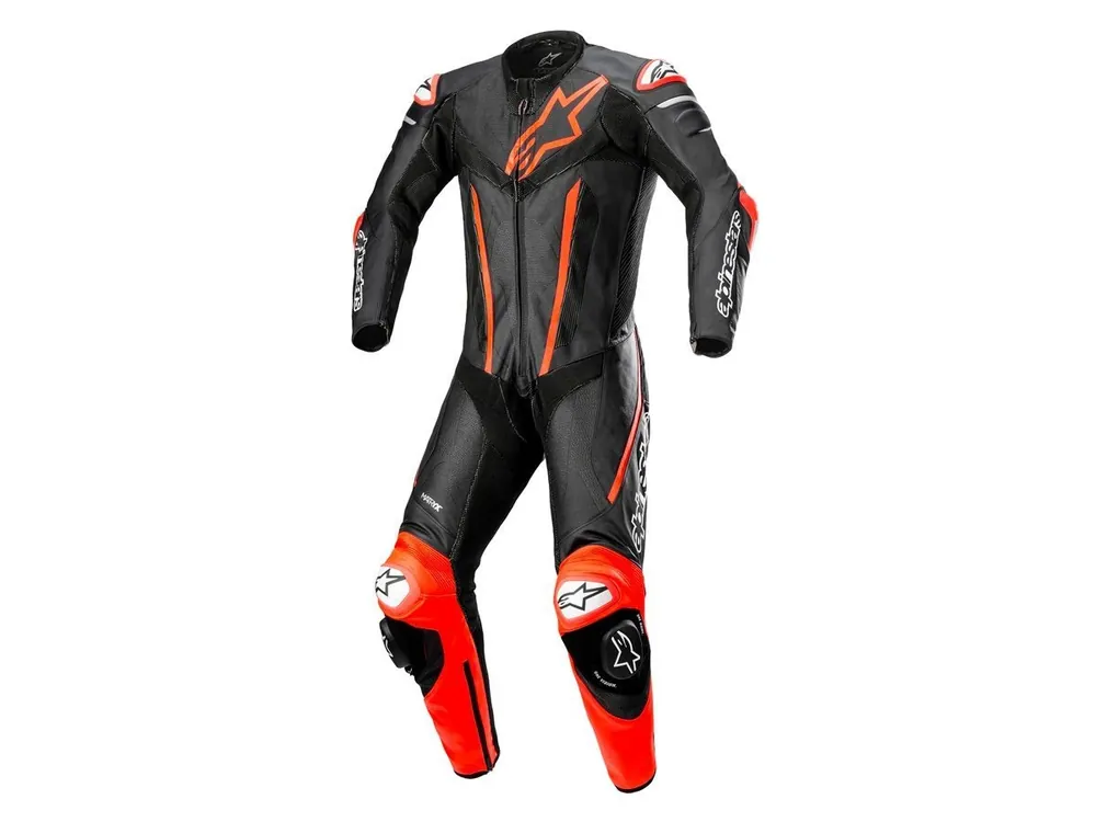 Sconto TUTA PELLE RACING FUSION ALPINESTARS NERO / ROSSO FLUO-44 - Esaurito