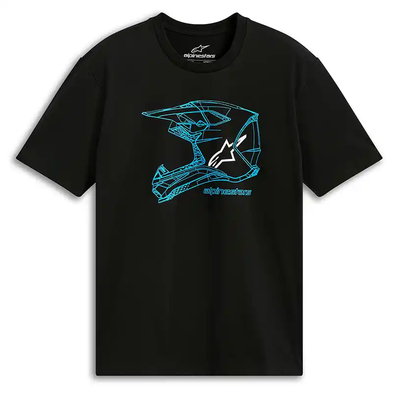 Sconto T Shirt Alpinestars MX Helmet CSF SS nero blu-S