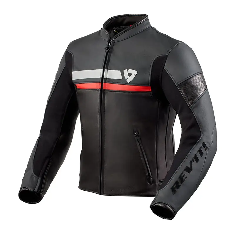 Soddisfatti O Rimborsati Giacca Pelle Rev'It Mile nero rosso-48