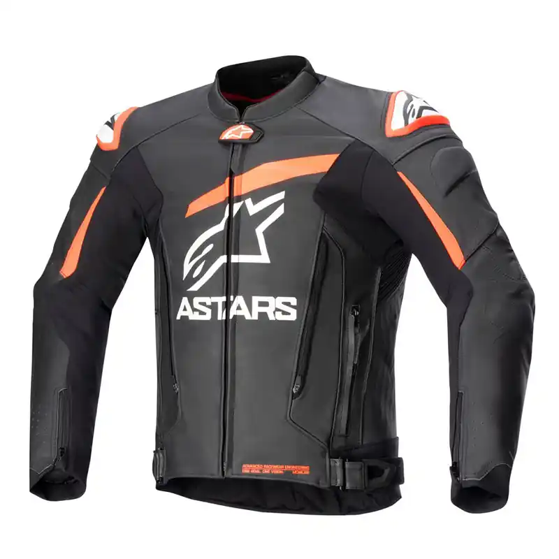 Giacca Pelle Alpinestars Gp Plus V4 rosso fluo-48 Prezzo Scontato