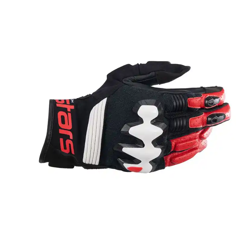 Guanti Pelle Alpinestars Halo nero bianco rosso-L Spedizione Gratuita