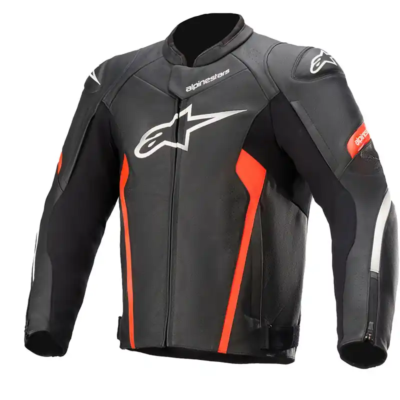 Giacca Pelle Alpinestars Faster V2 nero rosso-50 Reso Gratuito