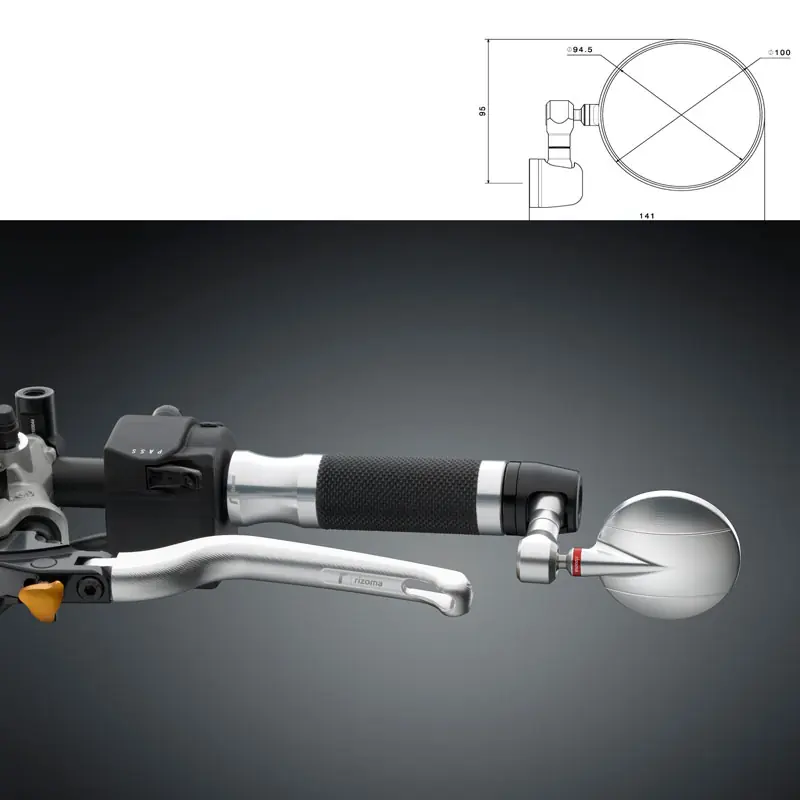 Prezzo Conveniente Specchio Rizoma Spy-R 94.5 argento-