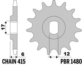 Pignone in Acciaio 1480 Z10 denti - 1480Z10 Consegna Rapida