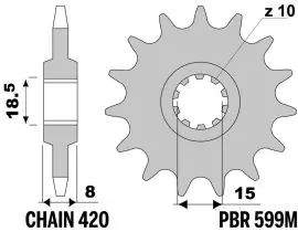 Occasione Imperdibile Pignone in Acciaio 599M Z13 denti - 599M1318NC