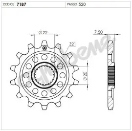 Pignone OgniBene Passo 520 Z 13 Denti - 36.7187.013 Affare