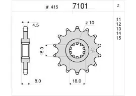 Pignone OgniBene Passo 415 Z 15 Denti - 36.7101.015 Spedizione Gratuita