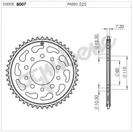 Prezzo Basso Corona Trasmissione in Acciaio OgniBene Passo 525 Z 47 Denti - 36.8007.047