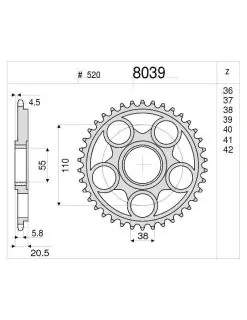 Prezzo Basso Corona Trasmissione in Acciaio OgniBene Passo 520 Z 37 Denti - 36.8039.037