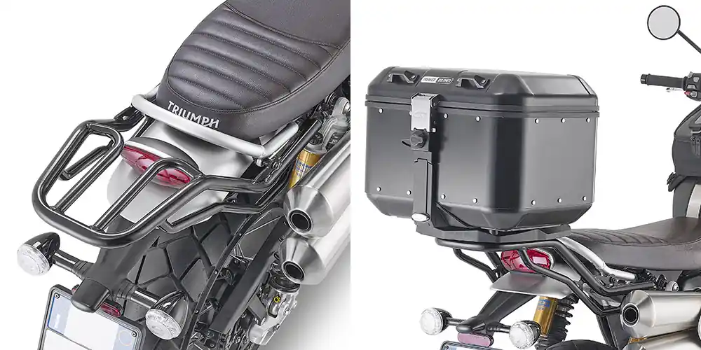 GIVI Attacco posteriore specifico per bauletto MONOKEY® nero lucido SR6416 per TRIUMPH SCRAMBLER 1200 2019-2020 Prezzo Ridotto