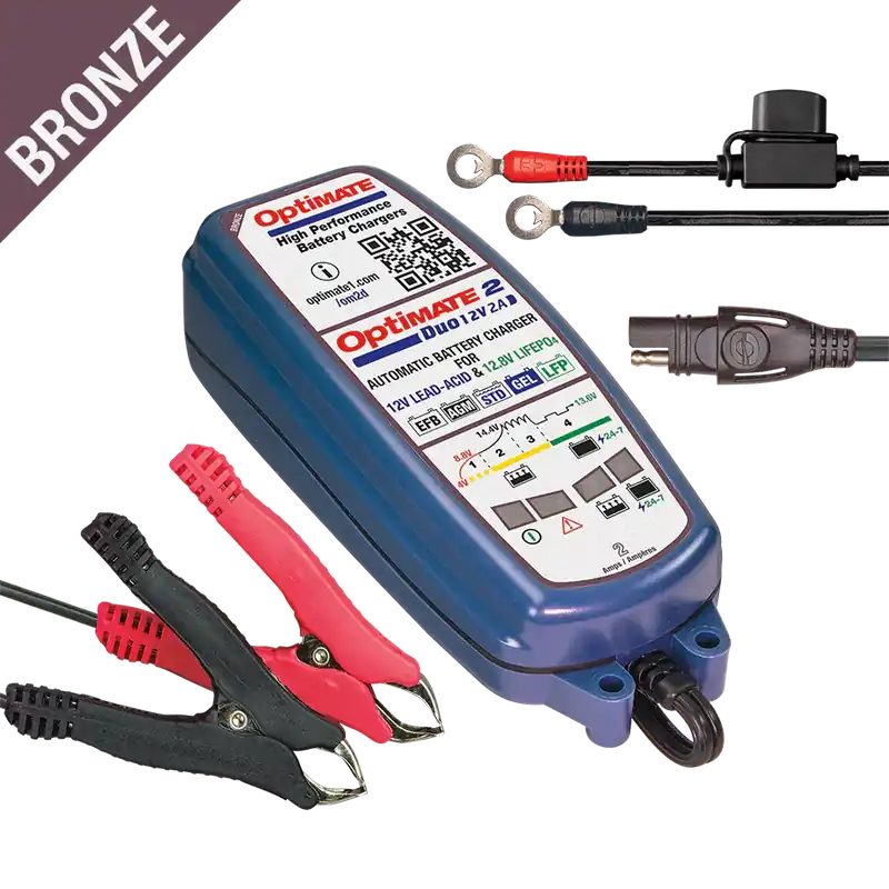 Miglior Prezzo TECMATE Carica batterie manutenzione di carica OPTIMATE 2 DUO Per batterie 12V da 2 a 96Ah