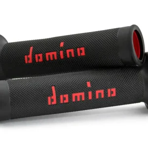 Direttamente Dal Produttore DOMINO Manopole moto A010 Road Racing 120mm / 125mm Nero-Rosso, 1 coppia terminale aperto