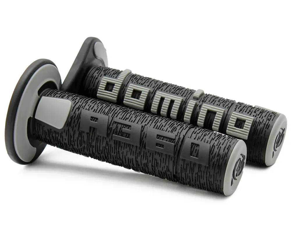 Solo Oggi DOMINO Coppia manopole Off Road A360 120mm/123mm Nero-Grigio, terminale chiuso