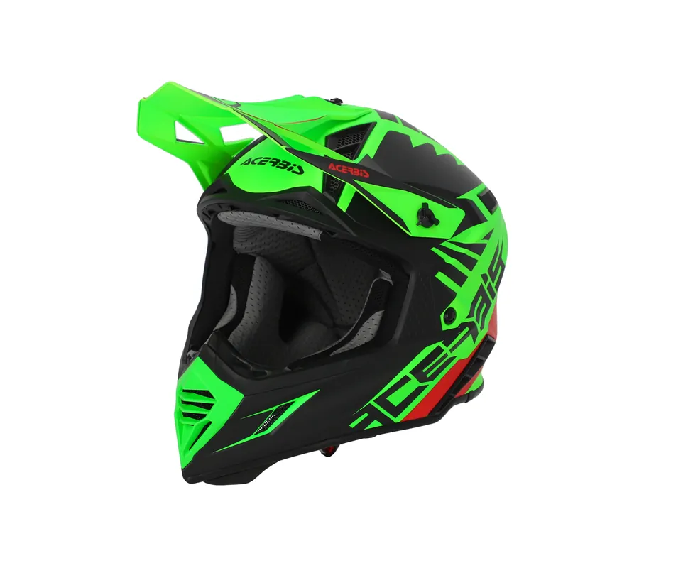 CASCO Cross / Enduro / Super Motard Acerbis X-TRACK 22-06 Verde Fluo/Nero/Rosso Novità