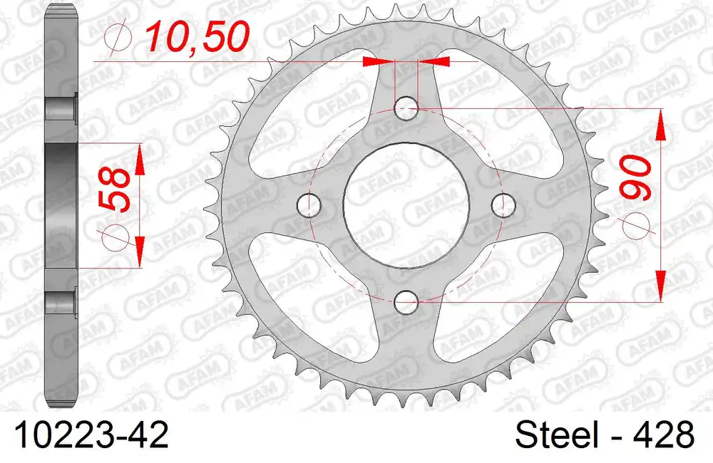 A Buon Prezzo Corona AFAM 10223-42 in acciaio passo 428 DAELIM VJ 125 ROADWIN 2004 -2006