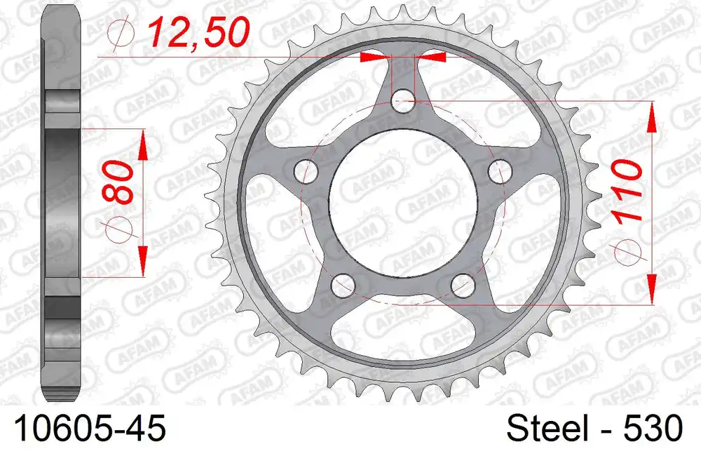 Corona AFAM 10605-45 in acciaio passo 530 HONDA VFR 700 F INTERCEPTOR 1986 -1987 Offerta Lampo
