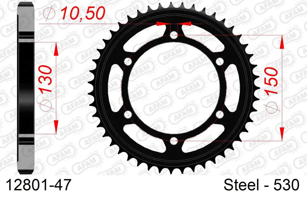 Corona AFAM 12801-47 in acciaio passo 530 YAMAHA FZR 1000 EXUP 1989 -1997 Offerta Limitata