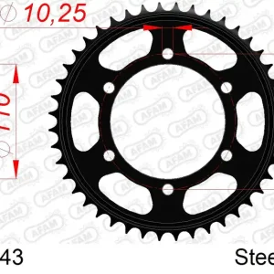Corona AFAM 12813-43 in acciaio passo 530 YAMAHA YZF 1000 R1 1998 -2003 Professionale