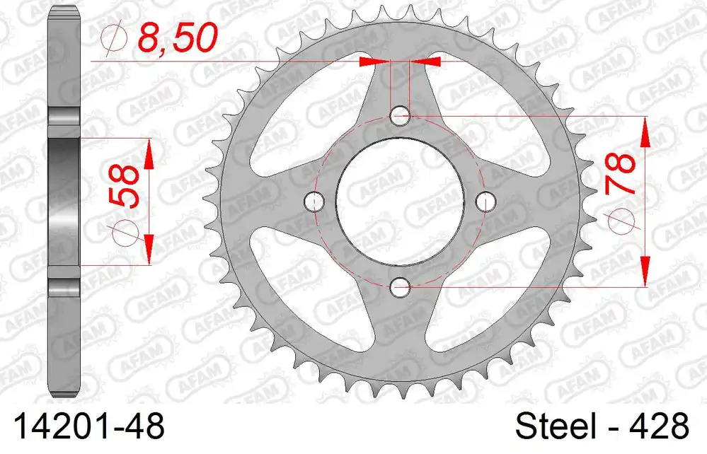 Offerta Lampo Corona AFAM 14201-48 in acciaio passo 428 HYOSUNG GA 125 CRUISE 1995 -1996