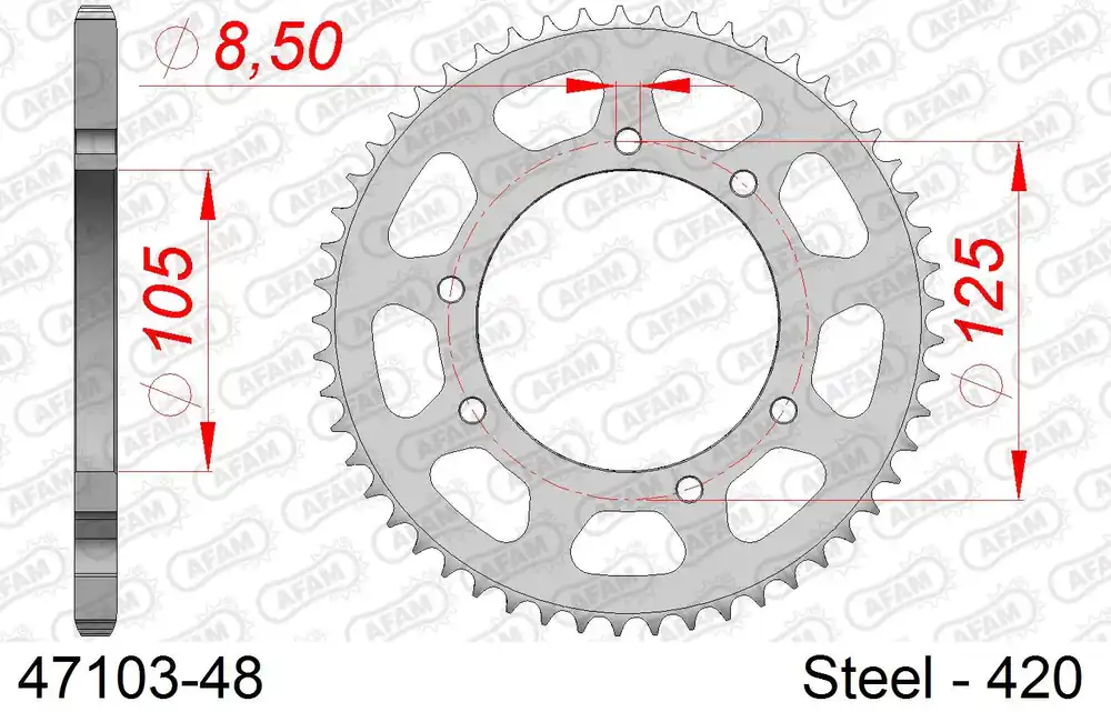 Corona AFAM 47103-48 in acciaio passo 420 MALAGUTI XSM 50 SUPER MOTARD 2003 -2006 Saldi