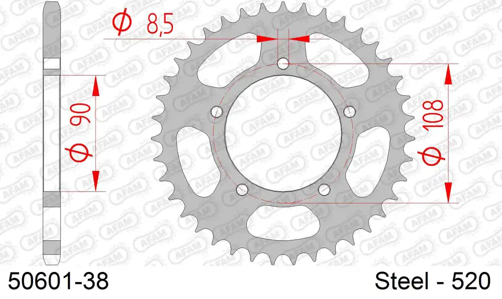 Corona AFAM 50601-38 in acciaio passo 520 DUCATI 750 PASO 1987 -1988 Offerta Del Giorno