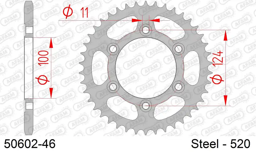 Spedito Oggi Corona AFAM 50602-46 in acciaio passo 520 DUCATI 600 MONSTER 1999 -2001