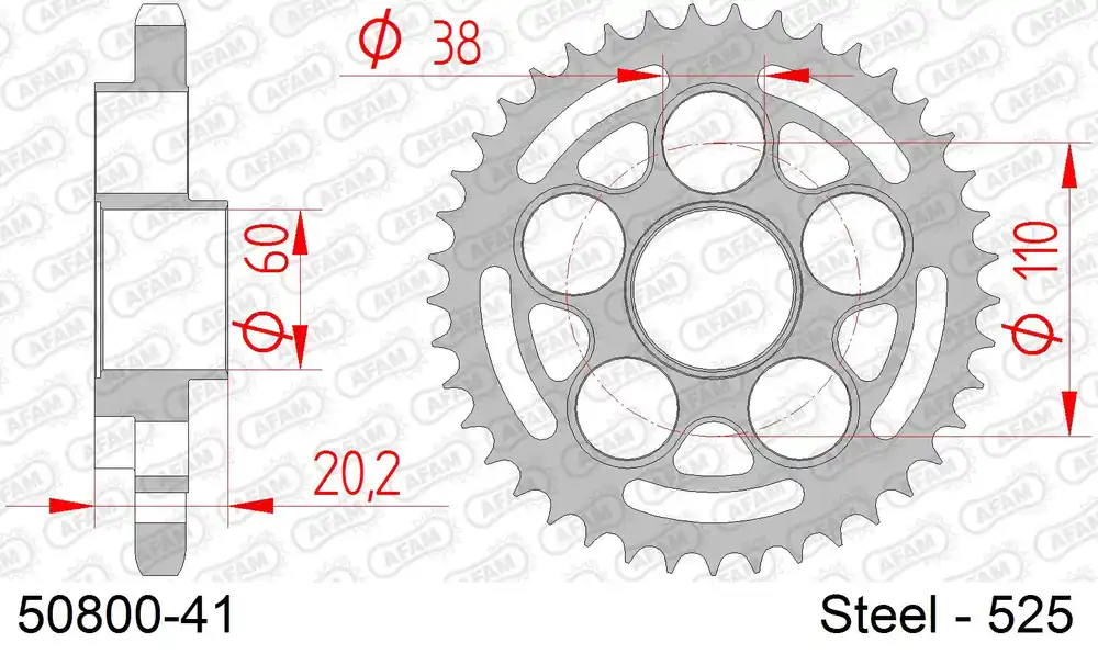 Affare Corona AFAM 50800-41 in acciaio passo 525 DUCATI 1000 S2R MONSTER 2006 -2008
