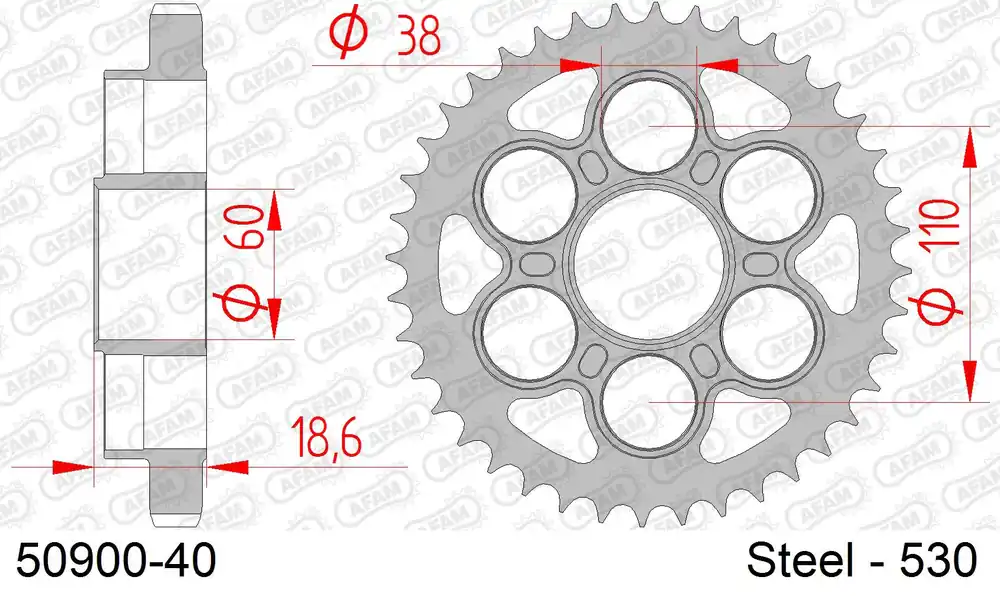 Corona AFAM 50900-40 in acciaio passo 530 DUCATI 1200 MULTISTRADA 2010 -2014 Offerta